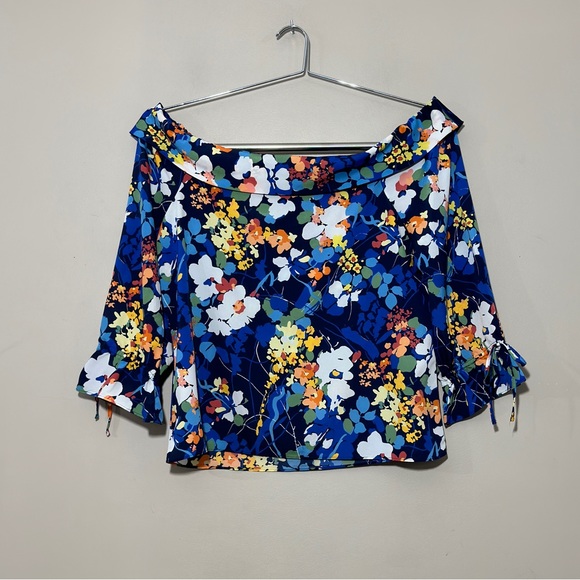NWT Banana republic || Woman’s blue floral off shoulder top size Xl - Picture 3 of 7